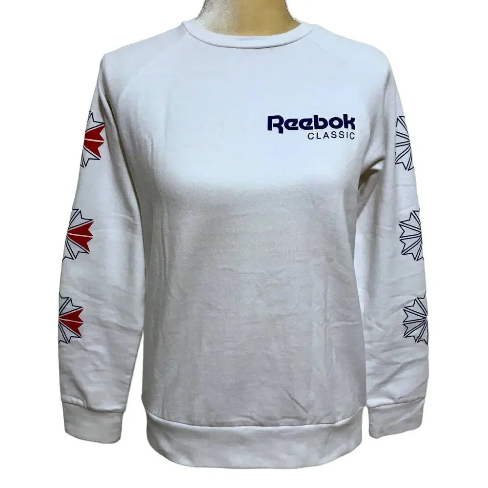 Reebok NWOT White Graphic Sweatshirt Women 6 (S)